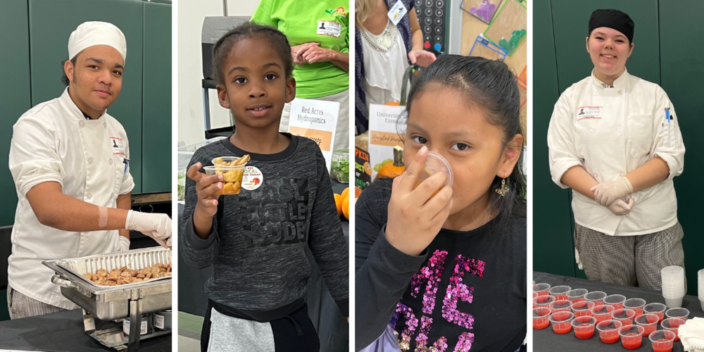 students cooking and eating