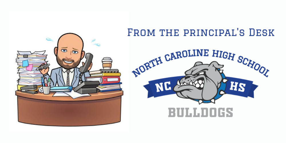 From the principal's desk with graphic of NCHS logo and Mr. Spiker