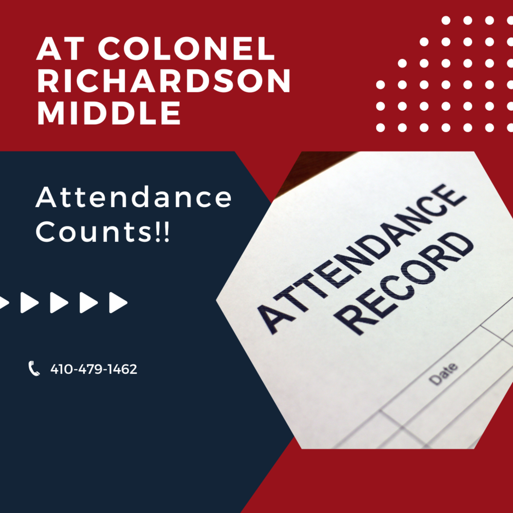 At Colonel Middle Attendance Counts with graphic saying "Attendance Record"