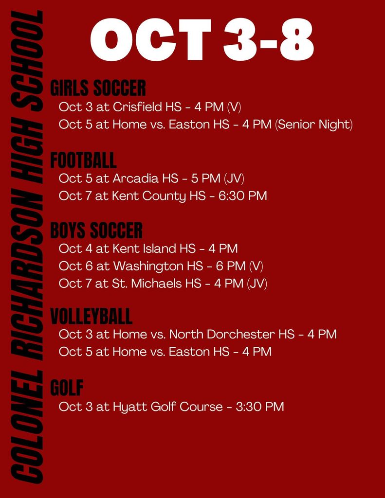 athletic schedule