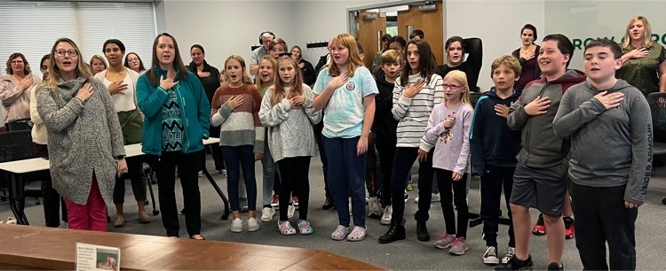 students reciting the pledge
