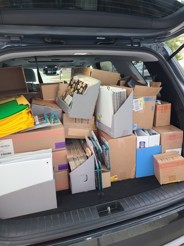car full of boxes