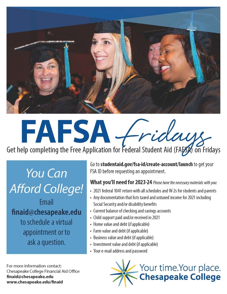 FAFSA Fridays flyer; details provided in link