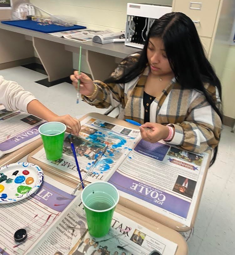 student painting