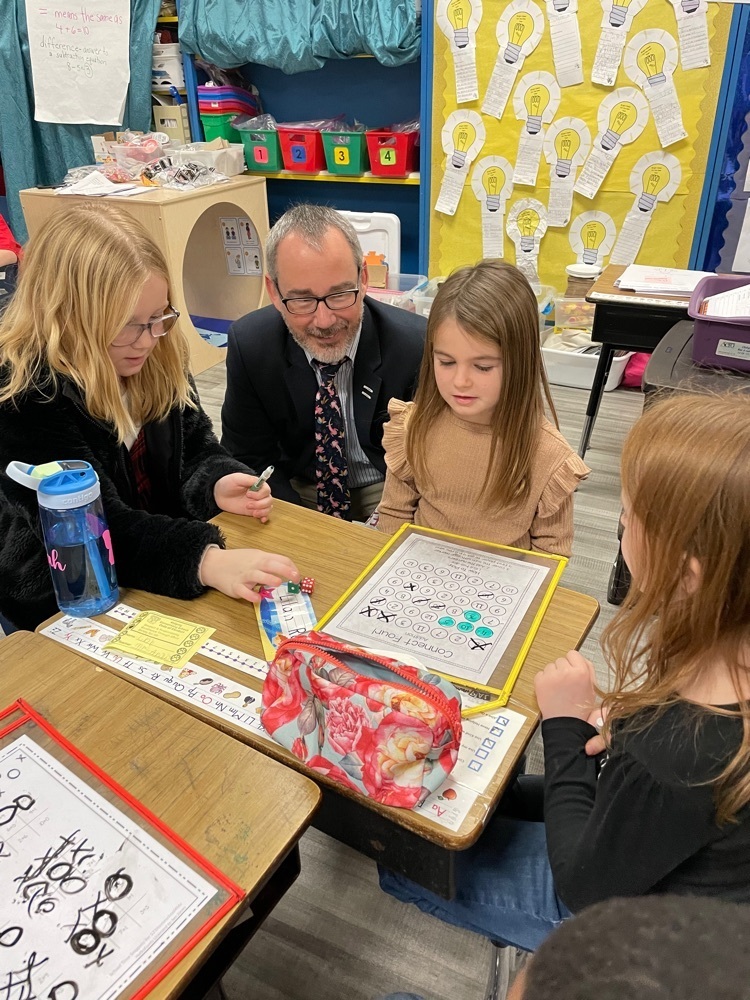 superintendent and students