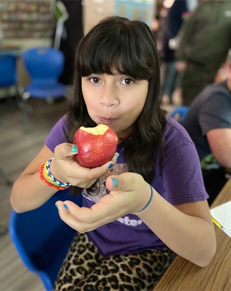 student with Apple